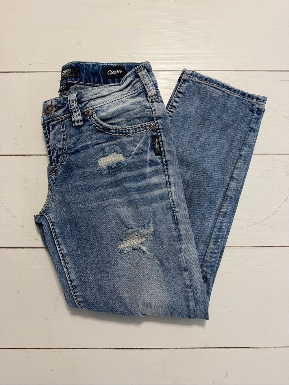 Silver Aiko Mid Capri Jeans
